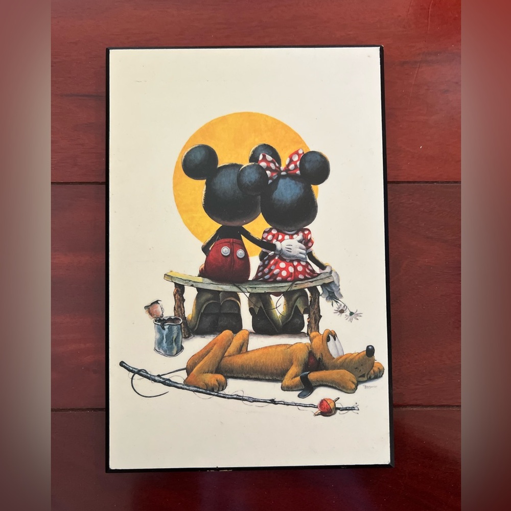 Vintage Disney Mickey Minnie Puppy Love Charles Boyer Edition Wood Plaque